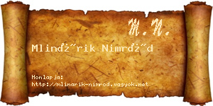 Mlinárik Nimród névjegykártya